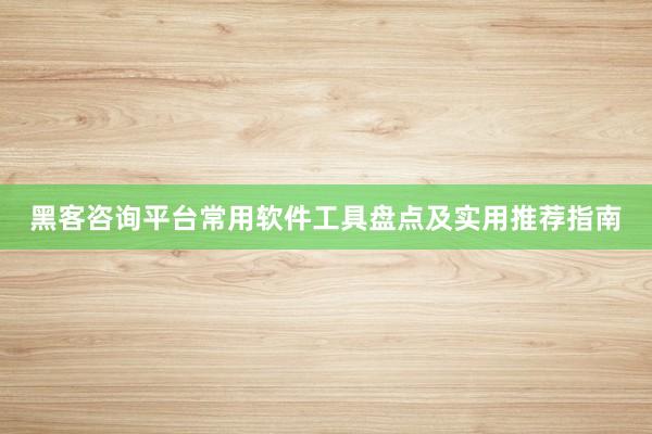 黑客咨询平台常用软件工具盘点及实用推荐指南