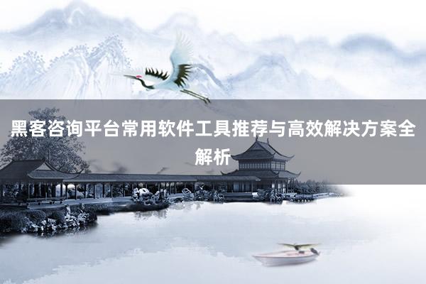 黑客咨询平台常用软件工具推荐与高效解决方案全解析