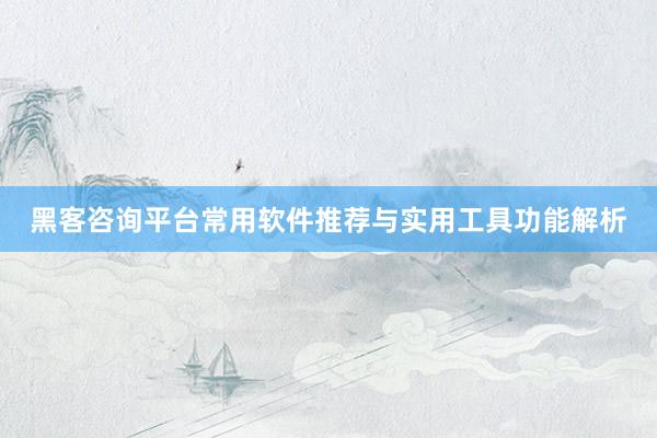 黑客咨询平台常用软件推荐与实用工具功能解析